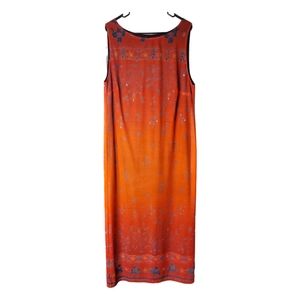 Vintage Carole Little II Sleeveless Maxi Dress Orange W/ Rhinestone Plus Size 1X